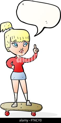 Cartoon-Skater-Girl mit Sprechblase Stock Vektor