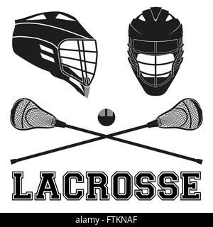 Lacrosse Sticks und Helme. Flachen Stil Stock Vektor