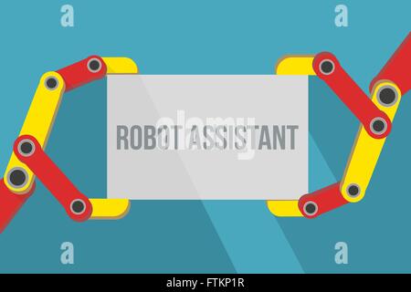 Roboterhände mit leere Schild mit Platz für Text. Stock Vektor