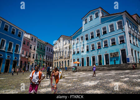 Largo Pelourinho mit Fundação Casa de Jorge Amado, Salvador, Bahia, Brasilien Stockfoto