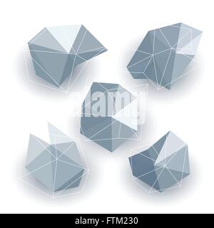 Dreieck-low-Poly-Kreise-Satz. Abstrakte Symbole Geschäftskonzept. Vektor-illustration Stock Vektor