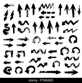 Große Reihe von gemalten Pfeilen Stock Vektor