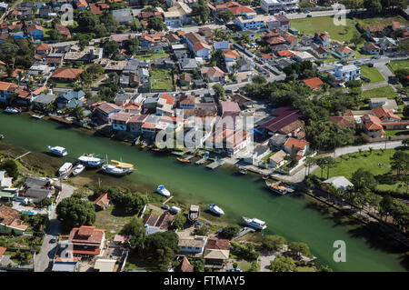 Vista Aerea da Barra da Lagoa da Conceicao canal Stockfoto