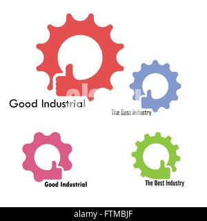 Ausrüstung und Hand-Symbol-Vektor-Design. Gute industrielle Sign. Die beste Industrie, Fabrik, Produktion oder Herstellung Symbol. Hand Ok symb Stock Vektor