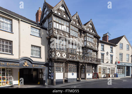 Die Federn Hotel in Bull Ring, Ludlow, Shropshire, England, Großbritannien Stockfoto