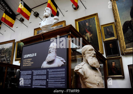 König Leopold II., Königliches Museum der Streitkräfte und Militärgeschichte, Park des fünfzigjährigen Bestehens, Brüssel, Belgien Stockfoto