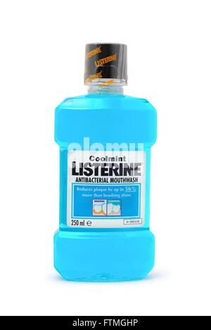 Listerine Mundspülung Stockfoto