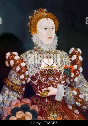 Elizabeth I. Portrait von Königin Elizabeth I von Nicholas Hilliard c 1573. Stockfoto