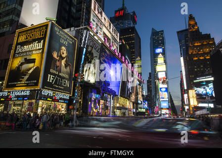 Nachtansicht des Times Square - zentralen Region von Manhattan Stockfoto