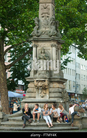 Köln, Altstadt-Nord, Alter Markt, Jan von Werth Brunnen Stockfoto