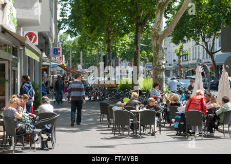 Köln, Sülz, Sülzburgstrasse, Strassencafe Stockfoto