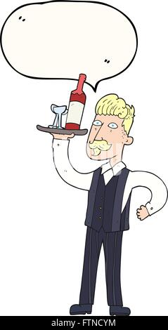 Freihändig gezeichnete Speech Bubble Cartoon Kellner Stock Vektor
