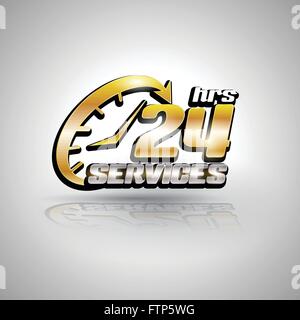 Pfeil-Oval-Service 24 H Symbol, Abzeichen, Aufkleber oder Aufkleber für Kundenservice, Support oder CRM-Konzept, Dienstleistungen jeden Tag Stock Vektor