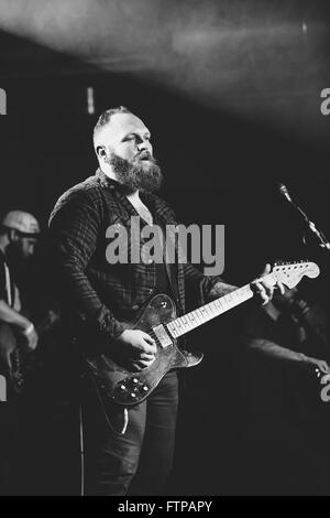 EUGENE, OR - 26. März 2016: Instrumentalen Postrock-Band führt das Patch von Sky in der HiFi-Music-Hall in Eugene, Oregin, USA Stockfoto