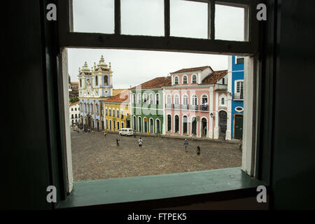 Blick auf den Largo Pelourinho durch die Stiftung Haus von Jorge Amado - Centro Historico Stockfoto