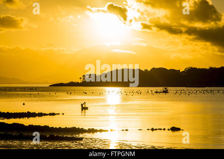 Ribeirao da Ilha Beach am späten Nachmittag Stockfoto