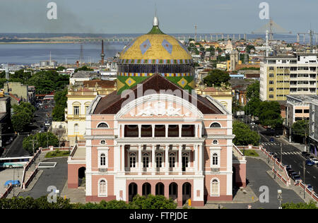 Draufsicht des Teatro Amazonas - 1896 während des Kautschukbooms erbaut Stockfoto