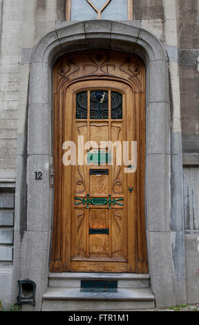 Art Nouveau Brussels: Tür Dekoration Stockfoto