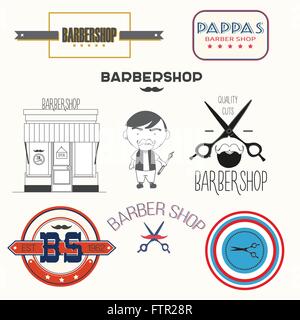 Barbershop-Elemente und Abzeichen Stock Vektor