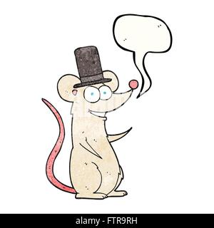 Freihand Rede Blase strukturierte Cartoon Maus im Zylinder Stock Vektor