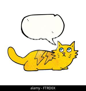 Freihand Rede Blase strukturierte Cartoon-Katze Stock Vektor