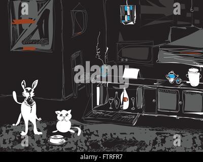 Haustiere In einem Raum Stock Vektor