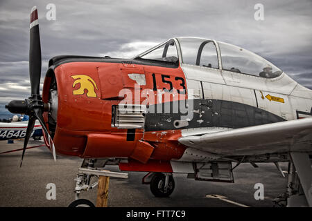 Redding, Kalifornien, USA - 28. September 2014: A WWII Ära North American t-28 in der Redding Airshow geparkt. Stockfoto