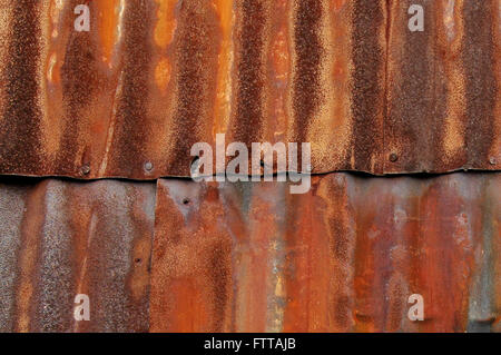 Schließen Sie herauf Bild einer rostigen Stahl Wand Stockfoto