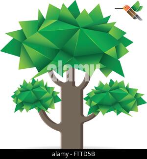 Baum mit Vogel. Vektor-Illustration. Stock Vektor