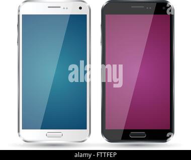 Mock-up Smartphones Set Vektor-realistischen Stil. Vektor-Illustration realistisch. Können für Druck- und Web-Element verwenden. App-Element. Stock Vektor