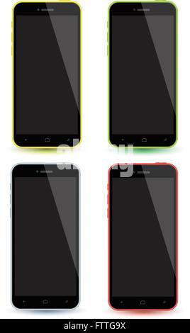 Mock-up Smartphones Set Vektor-realistischen Stil. Vektor-Illustration realistisch. Können für Druck- und Web-Element verwenden. App-Element. Stock Vektor