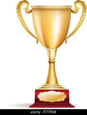 Goldene Trophäe Cup Award auf weiß. Vektor Stock Vektor