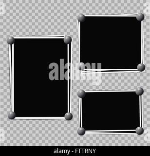 Foto Rahmen Komposition mit Pins auf transparentem Hintergrund. Vektor-Design-Vorlage Stock Vektor
