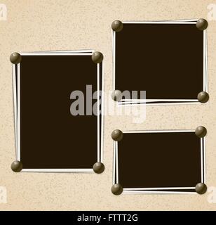 Foto Rahmen Komposition mit Pins auf Retro-Hintergrund. Vektor-Design-Vorlage Stock Vektor