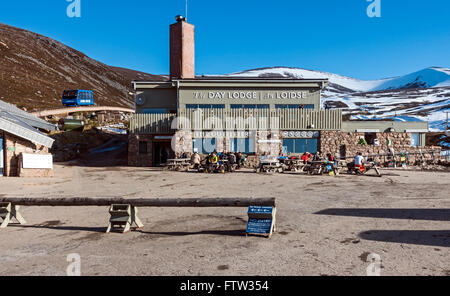 Cairngorm Mountain unteren Standseilbahn Installation auf Cairn Gorm in Schottland Cairngorms National Park mit Seilbahn Stockfoto