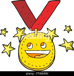 Freihändig gezeichnete Cartoon-happy Sport-Medaille Stock Vektor