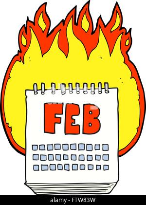 Freihändig gezeichnete Cartoon Kalender zeigt Monat Februar Stock Vektor