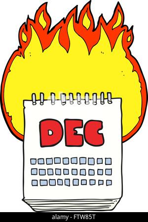 Freihändig gezeichnete Cartoon Kalender zeigt Monat Dezember Stock Vektor