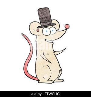 Freihand strukturierte Cartoon-Maus im Zylinder Stock Vektor