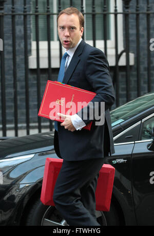 London, UK, 29. September 2015: Matthew Hancock MP, Minister für das Cabinet Office und Paymaster General gesehen in der Downing Street Stockfoto