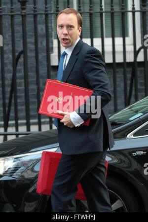 London, UK, 29. September 2015: Matthew Hancock MP, Minister für das Cabinet Office und Paymaster General gesehen in der Downing Street Stockfoto