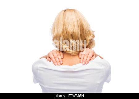 Frau leidet Nackenschmerzen Stockfoto