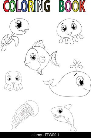 Cartoon fische Färbung Stock Vektor