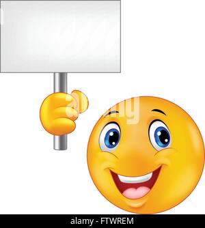 Smiley Emoticon Holding ein leeres Zeichen Stock Vektor