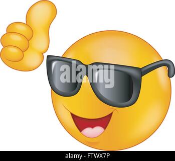 Smiling Smiley mit Sonnenbrille, Daumen hoch Stock Vektor