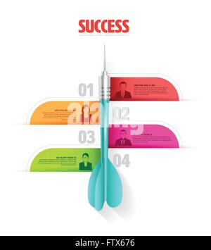 Bunte Dart Vektorpfeils wie Optionen Banner, Infografiken. Vektor-Illustration. Nutzen für Business-Konzept. Geschäft motiva Stock Vektor