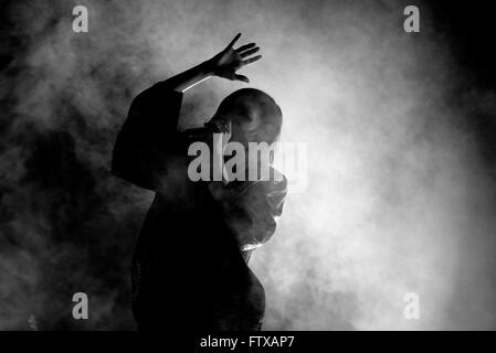 BARCELONA - 14 JUN: Lykke Li (Sängerin und Songwriterin aus Schweden) führt auf Sonar Festival am 14. Juni 2014 in Barcelona, Spanien Stockfoto