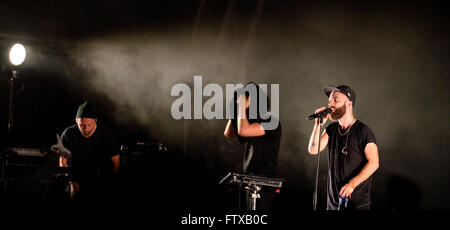 BARCELONA - 13 JUN: Woodkid (Band) führt auf Sonar Festival am 13. Juni 2014 in Barcelona, Spanien. Stockfoto