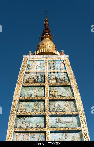 Nachbau des Mahabodhi-Tempel in der Shwedagon-Pagode in Yangon (Rangoon), Myanmar (Burma) Stockfoto