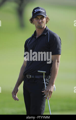 Orlando, Florida, USA. 26. März 2009. Adam Scott reagiert auf eine verpasste Put auf Loch 15 in der ersten Runde der Arnold Palmer Invitational im Bay Hill Club und Lodge am 26. März 2009 in Orlando, Florida. ZUMA Press/Scott A. Miller © Scott A. Miller/ZUMA Draht/Alamy Live-Nachrichten Stockfoto